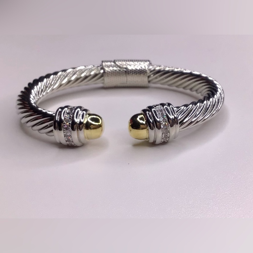 Two Tone Cable Cuff Bracelet - image 2